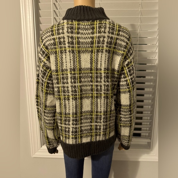 Pretty Nine West size M gray yellow plaid mock neck sweater women NWT - Picture 6 of 6